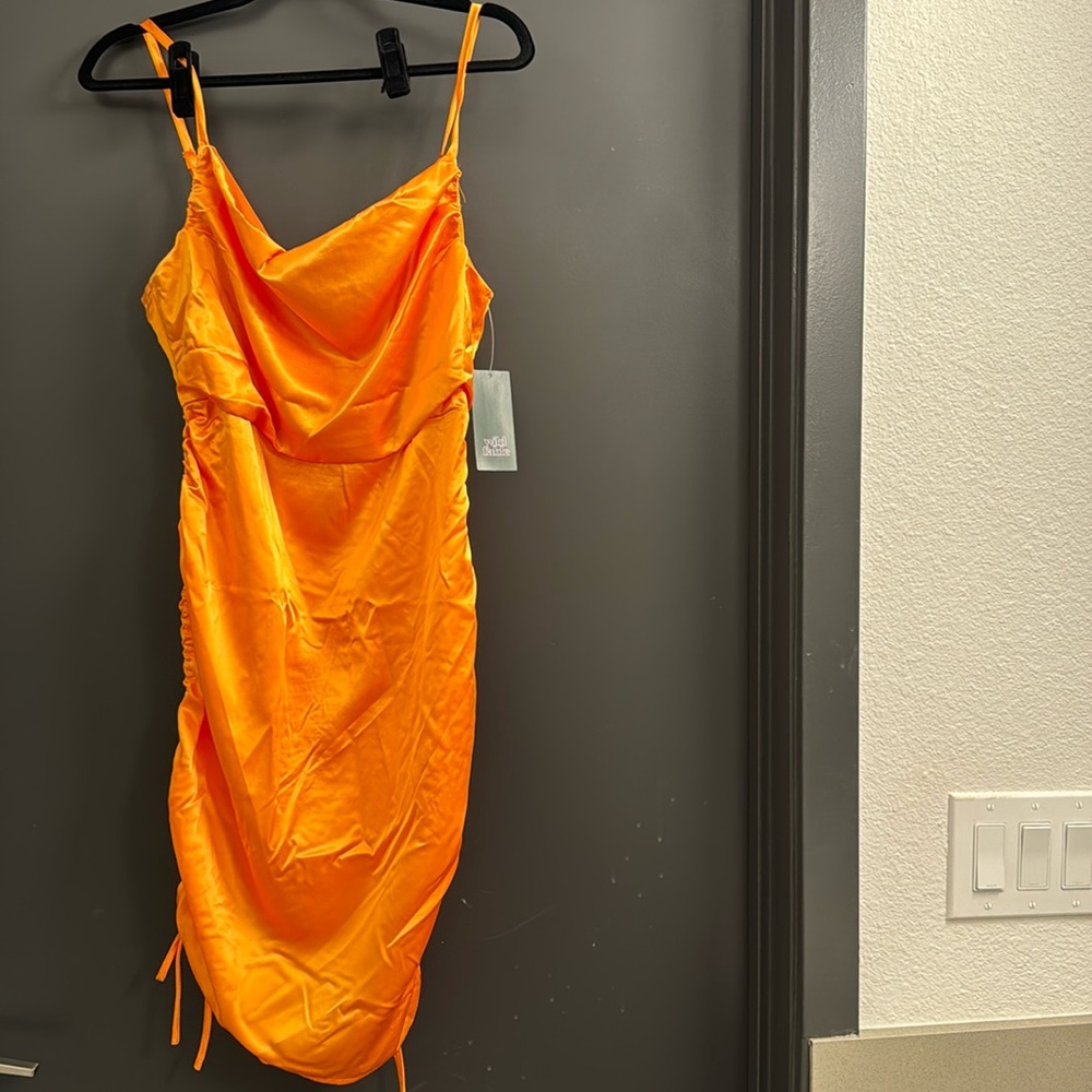 Cow Neck Orange Dress Size M